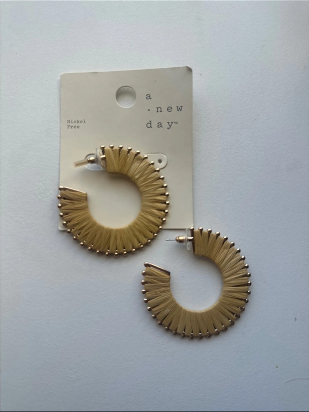 a new day Gold-Tone Raffia Hoop Earrings